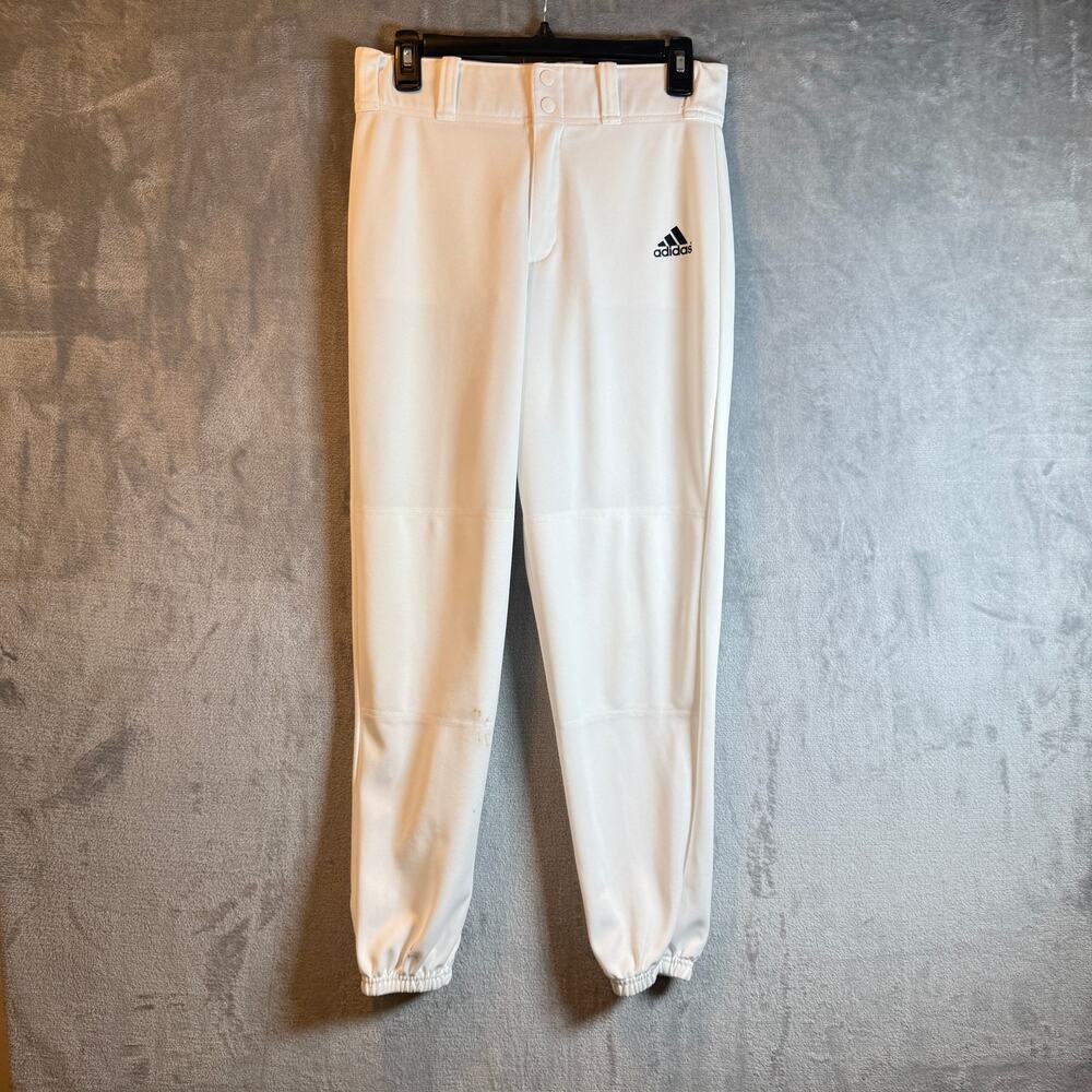 Adidas AEROREADY Baseball Pants White Elastic Cuff Athletic Uniform Size S